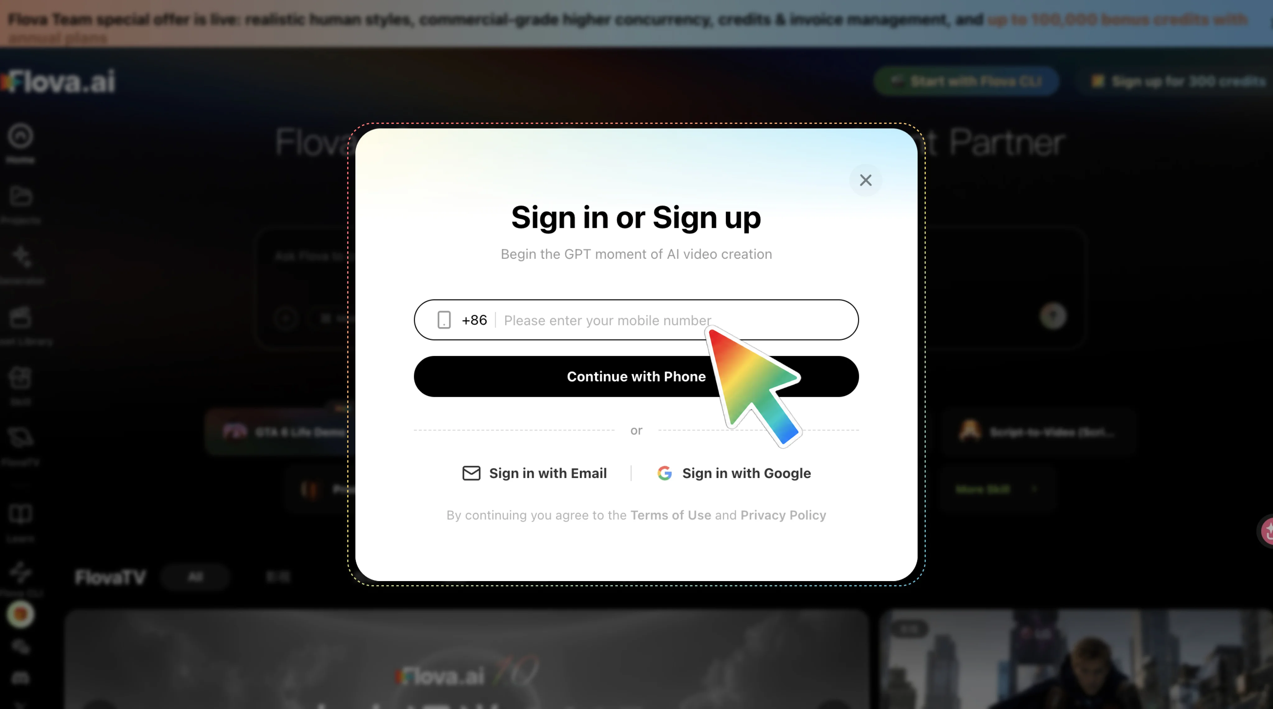 Sign up for Flova