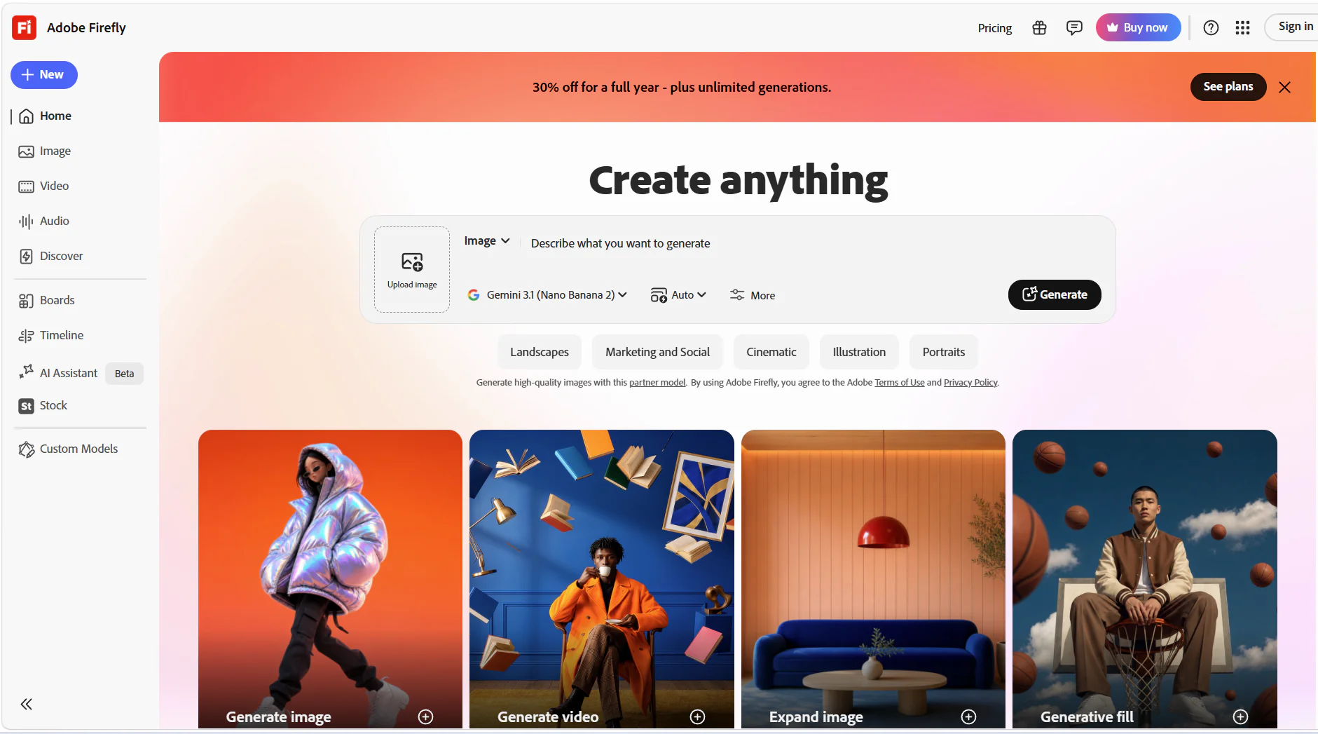 Adobe Firefly Homepage