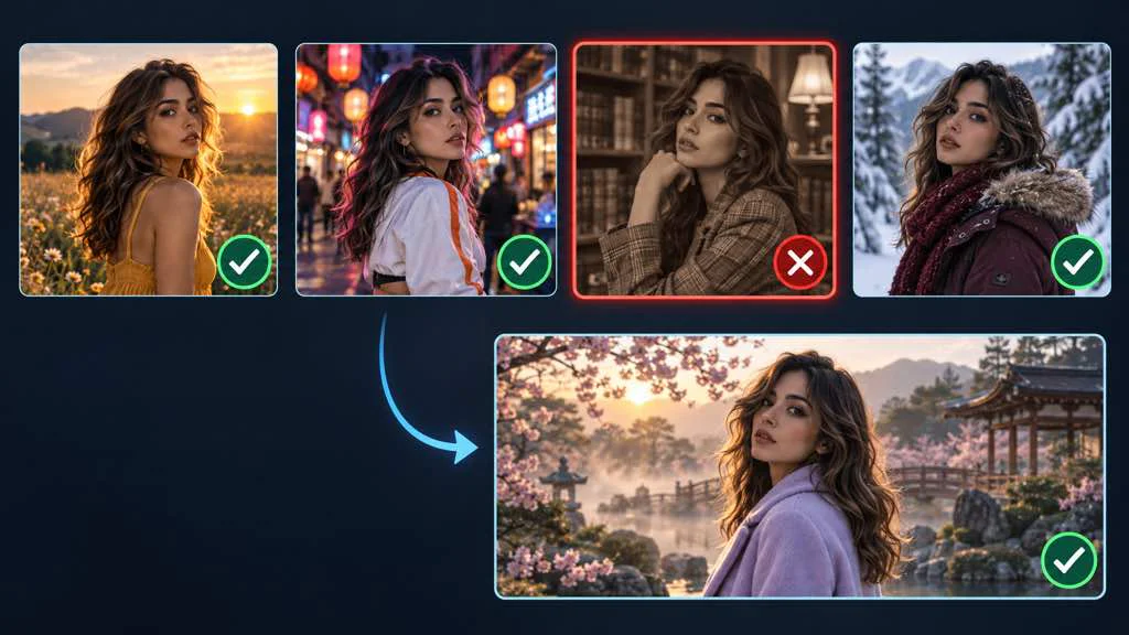 One AI influencer video shot being revised while approved scenes remain in place