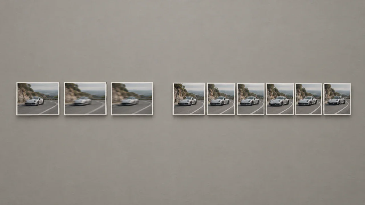 Source video compared with available 30 fps and 60 fps motion-cadence options